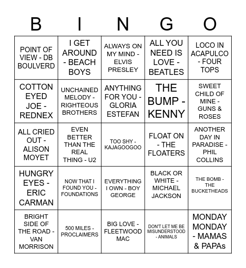 THE QUEENS BAR Bingo Card