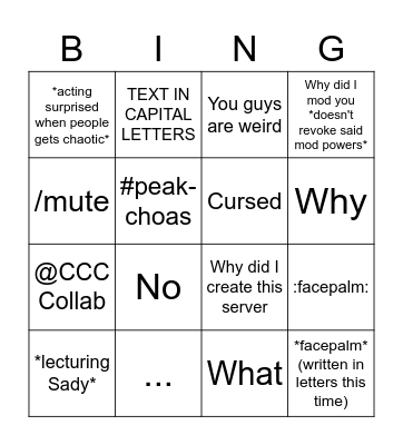 The Shadekitty Bingo Card