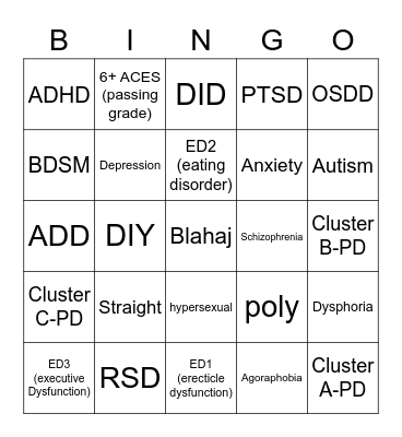 Transfeminine Bingo Card