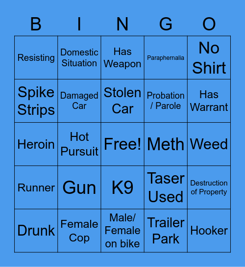 Cops Bingo Card