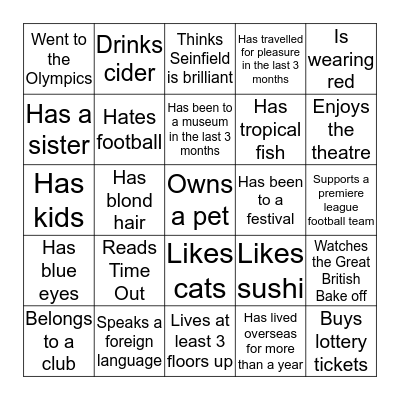 Get to know your colleagues Bingo Card