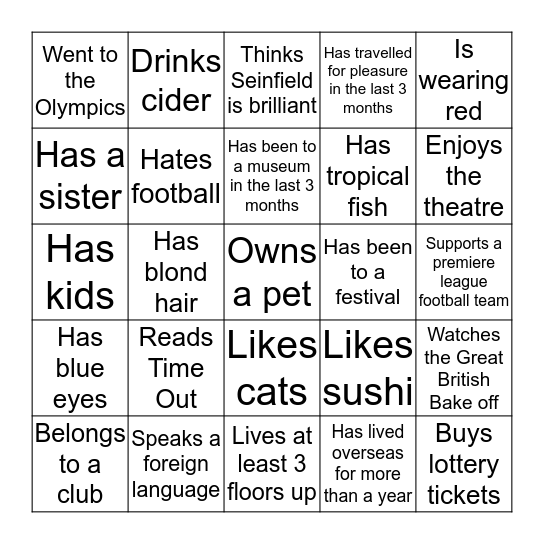 Get to know your colleagues Bingo Card