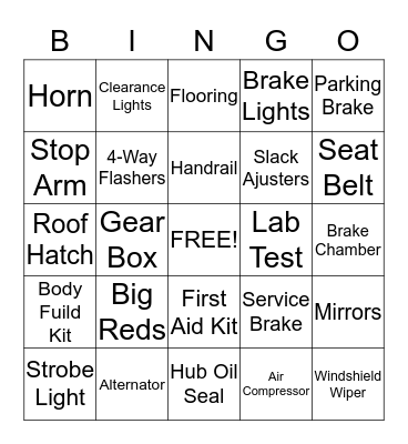 Pre-trip  Bingo Card