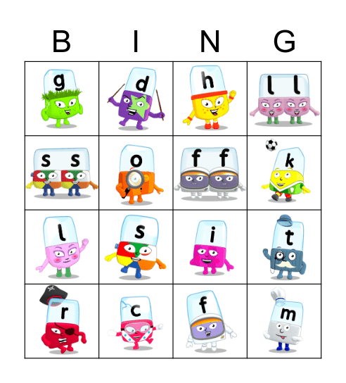 Alphablocks Phase 2 Bingo Card