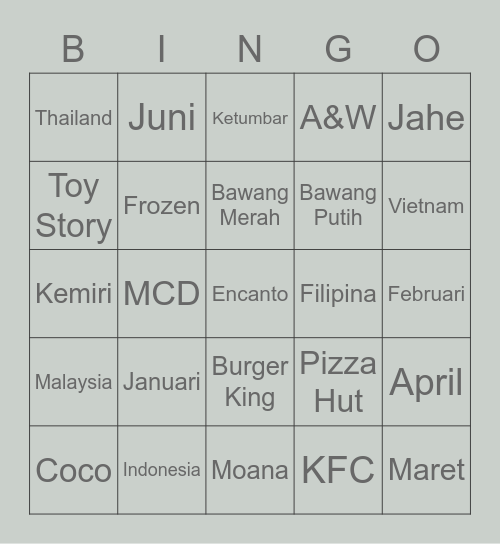 Hygeia Grishalle. Bingo Card