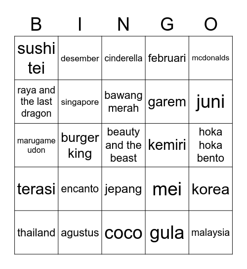 denaIea bingo! Bingo Card