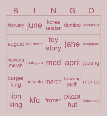 Untitled Bingo Card