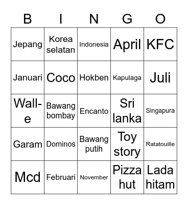Incantatio Bingo Card