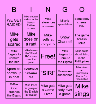 171st Street Games Stream BINGO Card