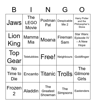 TV & Movie Songs! Bingo Card