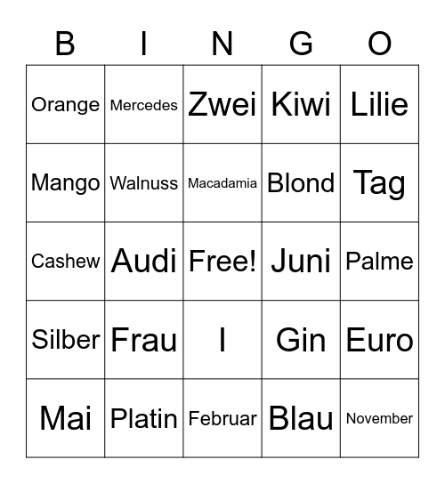 Artikel-Bingo Card