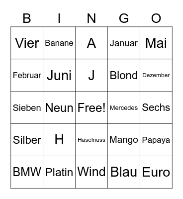 Artikel-Bingo Card