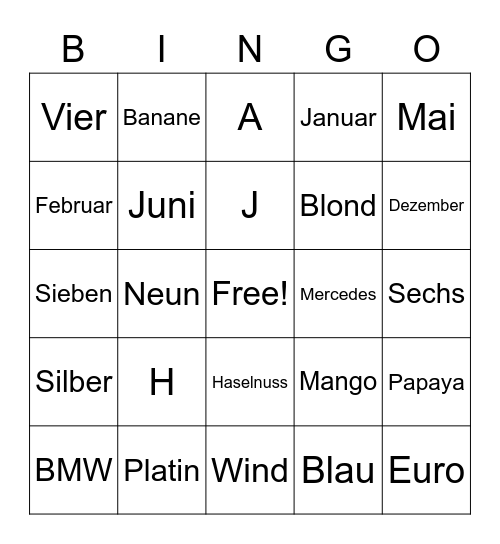Artikel-Bingo Card