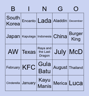 Punya Shanelle Bingo Card