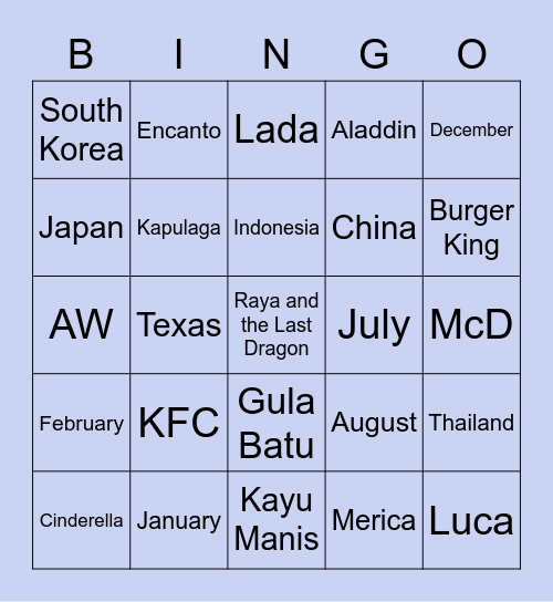 Punya Shanelle Bingo Card