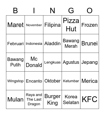 Ephraim Bingo Card
