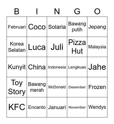 Winona's Bingo Card