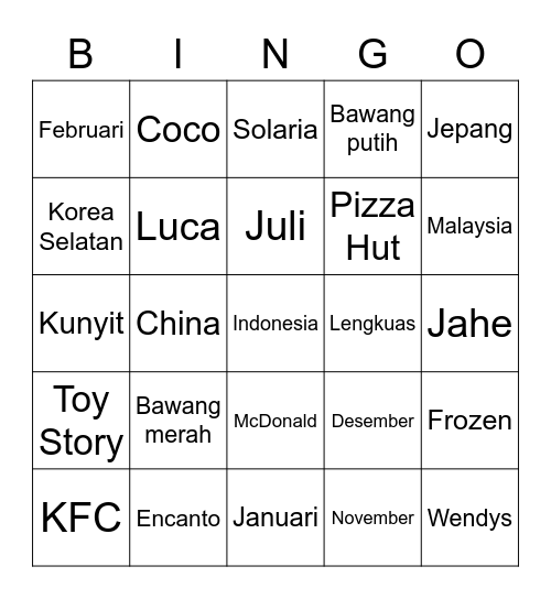 Winona's Bingo Card