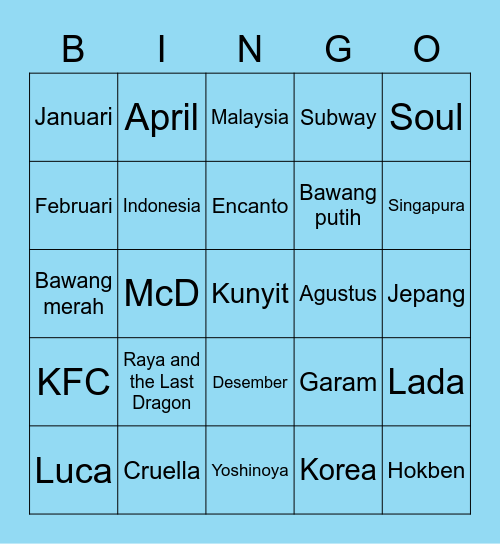 JEANNE JAGOAN Bingo Card