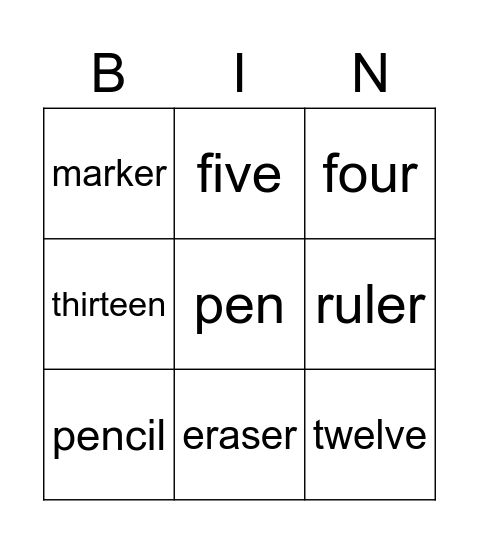 卓小三下自然發音單字復習Bingo Card