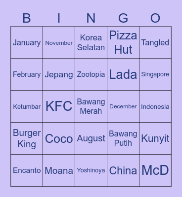 ISA. Bingo Card