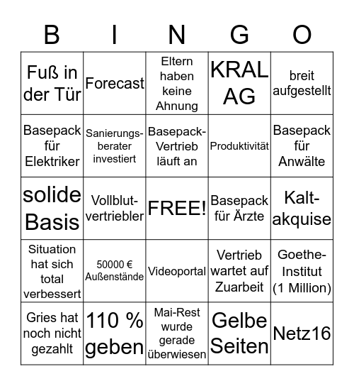 Tuesday Bingo Card