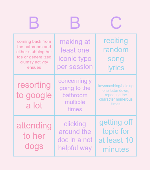 ninja bingo (writing session edition) Bingo Card