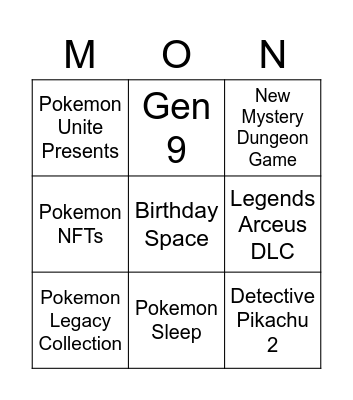 Happy Birthday Pokemon! Bingo Card