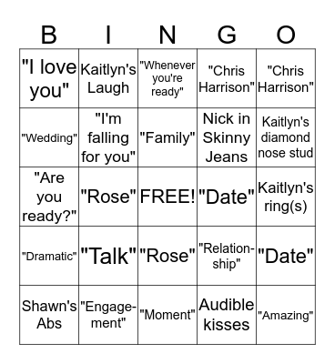 Bachelorette Grand Finale! Bingo Card