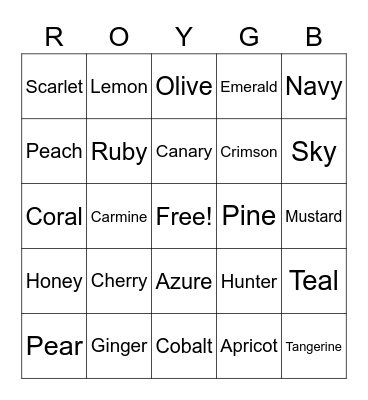 A Rainbow of Color for St. Patrick's Day Bingo Card