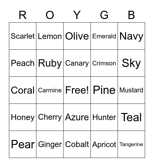 A Rainbow of Color for St. Patrick's Day Bingo Card