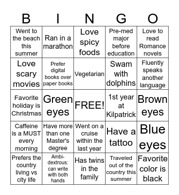 August 10, 2015 ICE BREAKER Bingo Card