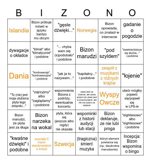 Bison's Bingo - Scand-All Edition Bingo Card