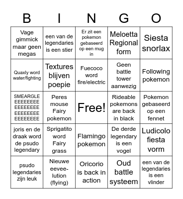 Pokemon Scarlet en Violet BINGO Card