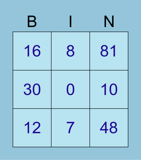 Maaltafels Bingo Card
