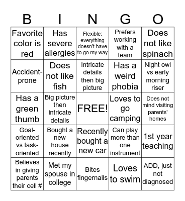 August 10, 2015 ICE BREAKER Bingo Card