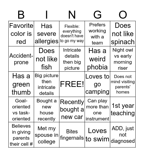 August 10, 2015 ICE BREAKER Bingo Card