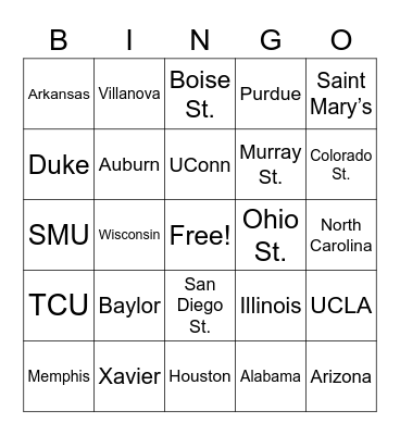 Top 50 Bingo Card