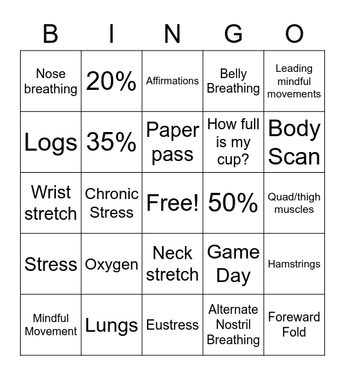 Teen Health Review Bingo Card