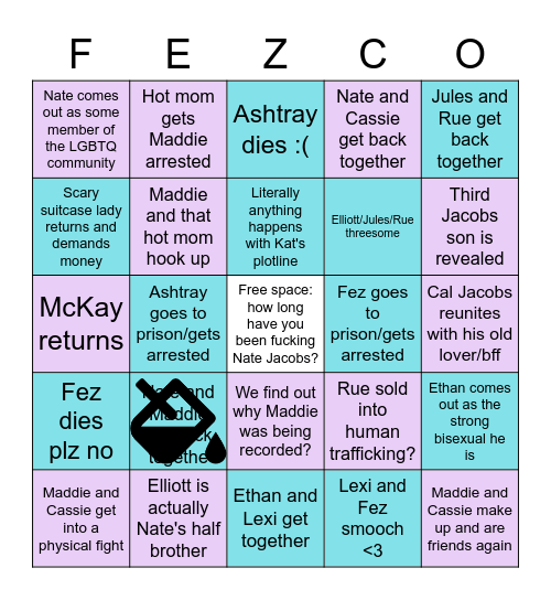 Euphoria Finale Bingo Card