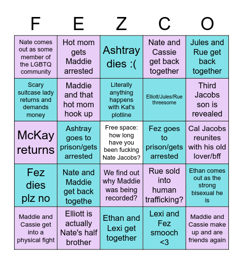 Euphoria Finale Bingo Card