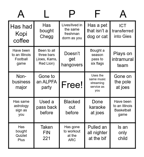 Untitled Bingo Card