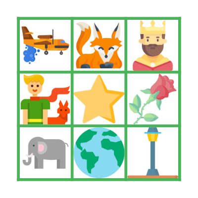 Letters from Little Prince Bingo Card