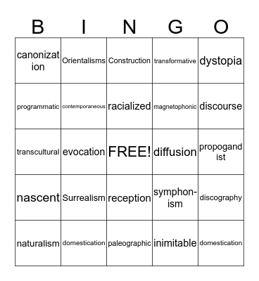 CCM Summer Research  Bingo Card