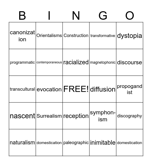 CCM Summer Research  Bingo Card