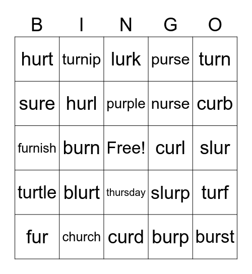 UR Bingo Card