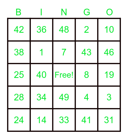 TEST ROUND Bingo Card