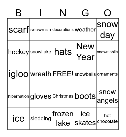 Winter  Bingo Card