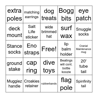 Add it On Bingo Card
