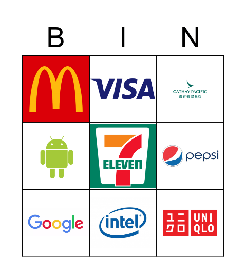 Famous Brands/Logos in HK Bingo Card